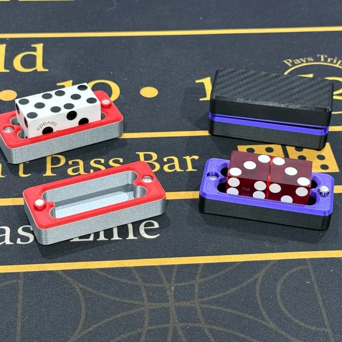 The Gripper V2 dice holder on a craps layout