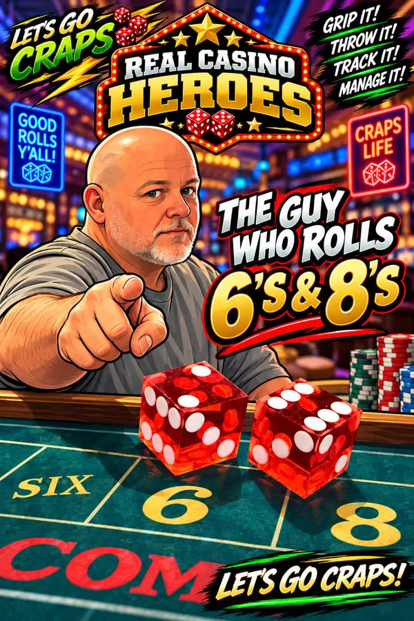 Real Casino Heroes cover art: The Guy Who Rolls 6's and 8's